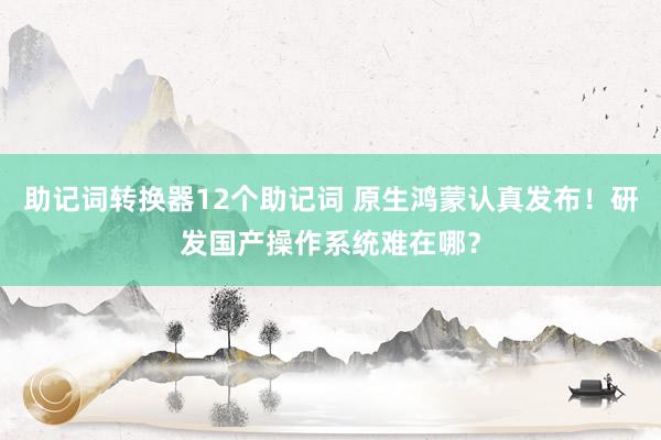 助记词转换器12个助记词 原生鸿蒙认真发布！研发国产操作系统难在哪？